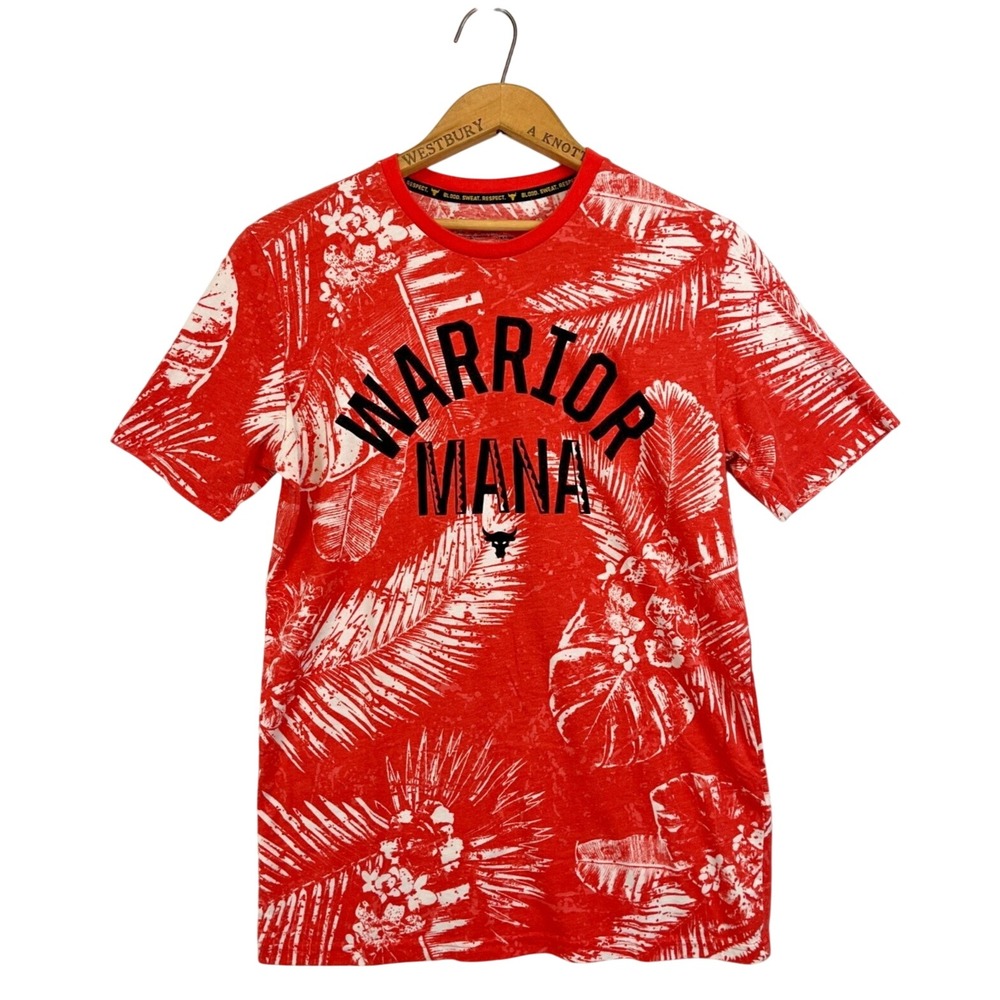 UNDER ARMOUR Project Rock Short Sleeve Tee Mens Size Small Warrior Mana‎ Loose